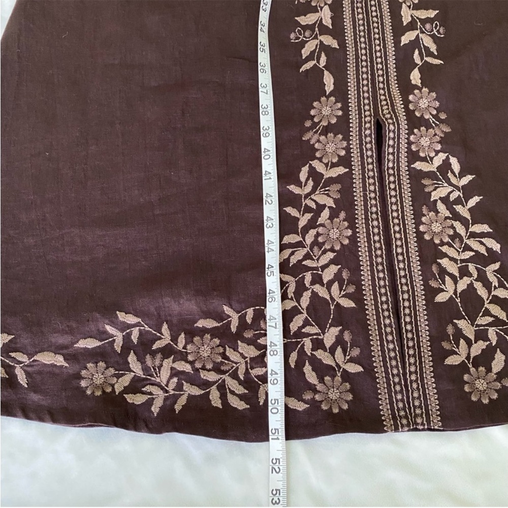 NWT- J. JILL 100% LINEN CHOCOLATE BROWN EMBROIDERED MAXI DRESS SIZE 2X - Picture 6 of 9